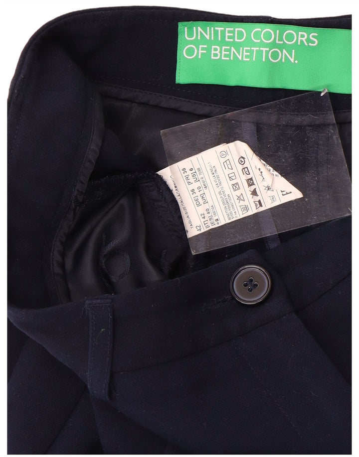 BENETTON Dame Slim Suit Bukser UK 10 Small W30 L26 Navy Blue Polyester