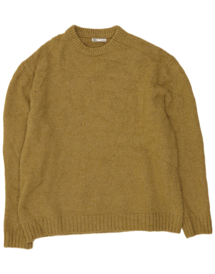 ZARA Herre sweater med rund hals XL Khaki Polyester