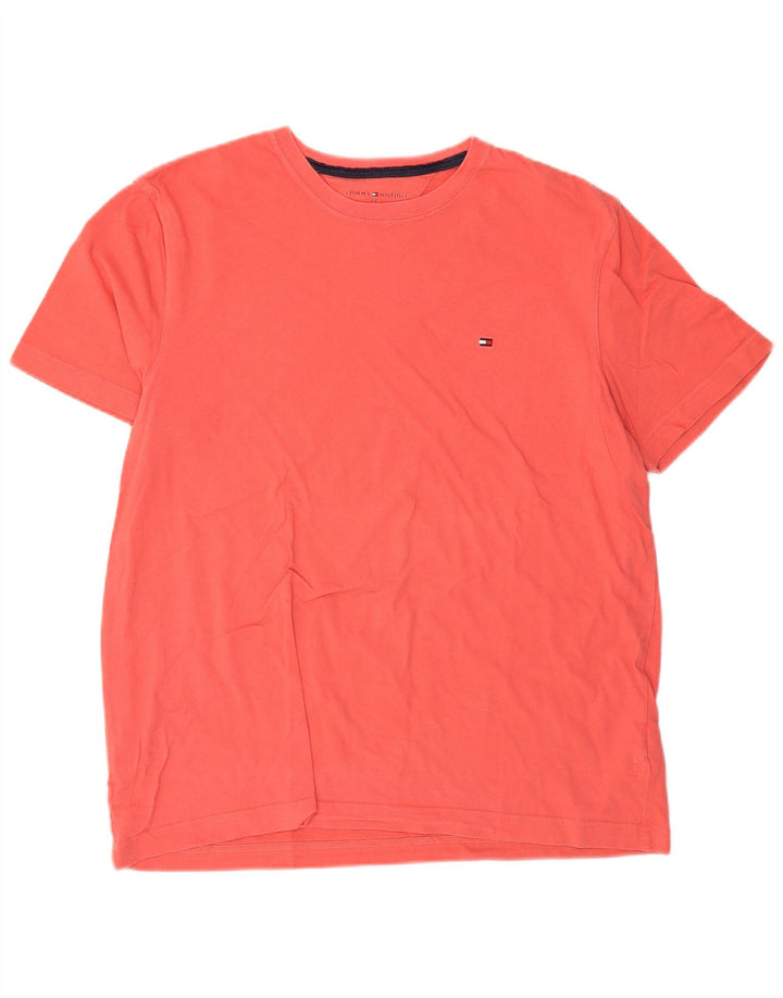 Tommy Hilfiger Herre T-Shirt Top Stor Pink Bomuld