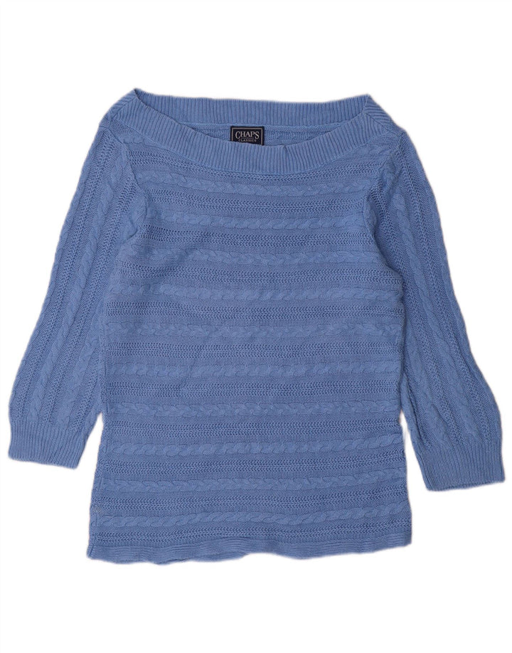 CHAPS Dame 3/4-ærmet Bådhalstrøje trøje UK 16 Stor Blå Bomuld