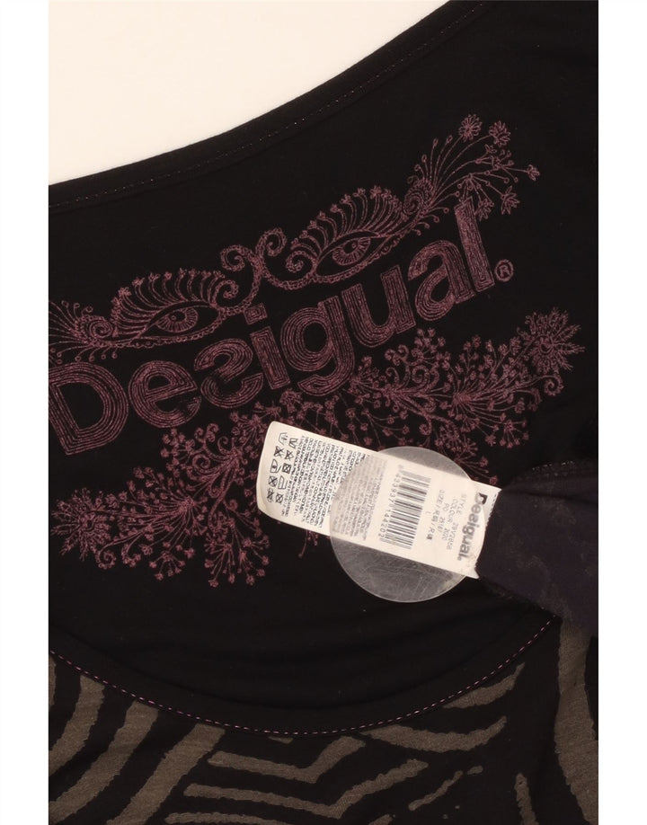 Desigual Kvinders Graphic A-Line Kjole UK 14 Large Black Patchwork