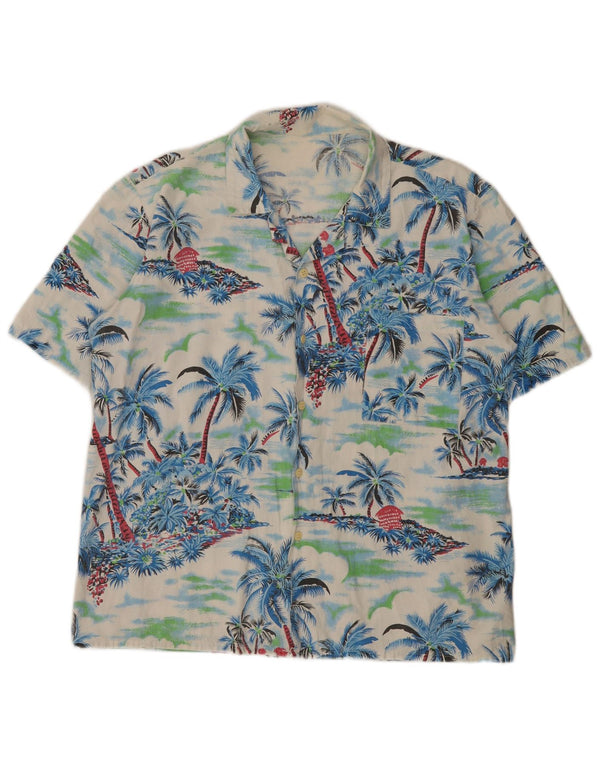 Vintage Mens Hawaiian Short Sleeve Shirt Medium Blue
