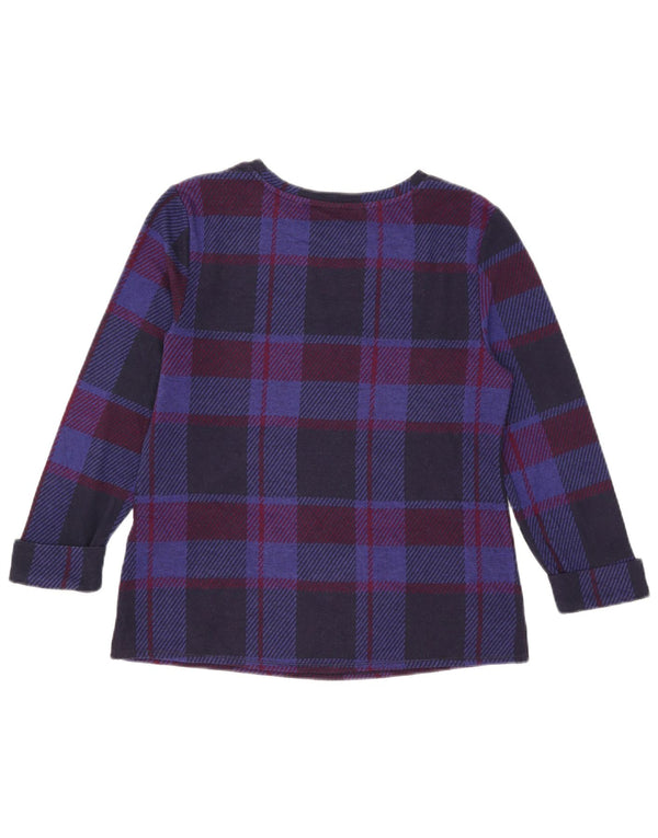 Marks & Spencer Womens Top 3/4 Sleeve UK 10 Small Navy Blue Check