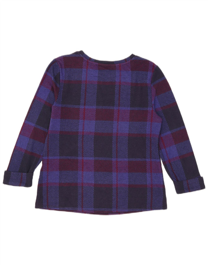 Marks & Spencer Dame Top 3/4 ærme UK 10 Small Navy Blue Check