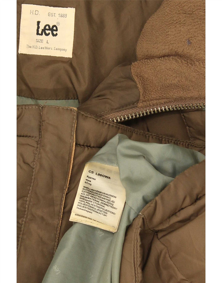 Lee Herre hættepolstret jakke UK 40 Stor brun polyester