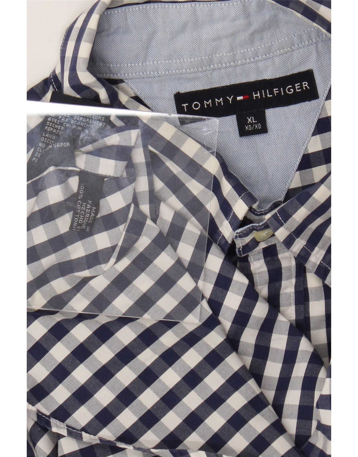 Tommy Hilfiger herreskjorte XL marineblå Gingham bomuld