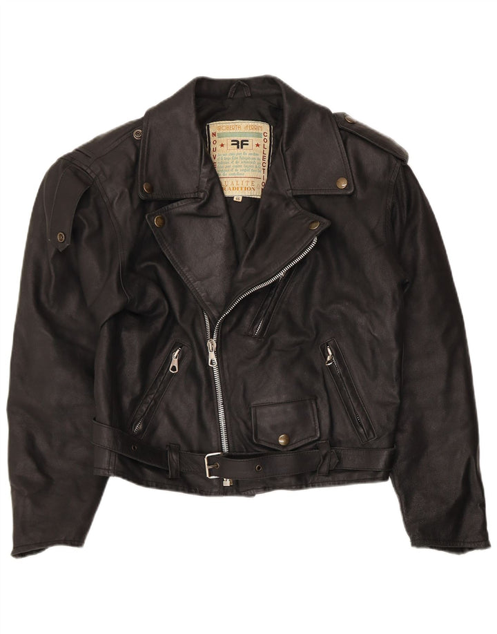Roberta Ferrini Dame Læder Biker Jacket IT 46 Large Black