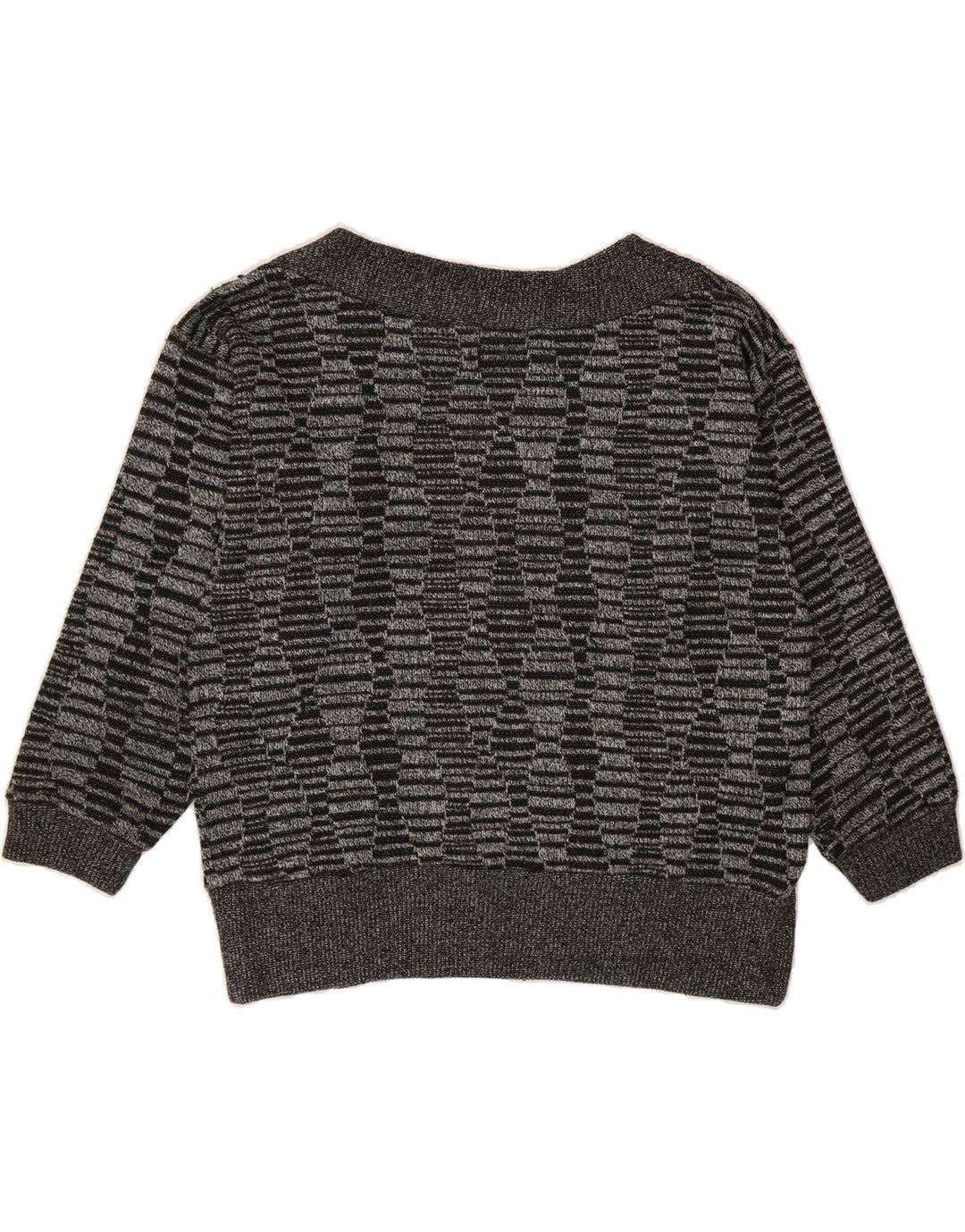 VINTAGE Womens Boat Neck Jumper Sweater UK 14 Medium Black Striped Vintage Vintage and Second-Hand Vintage from Messina Hembry 