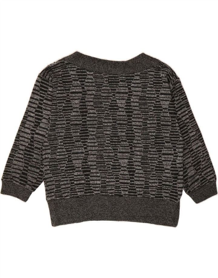 VINTAGE Womens Boat Neck Jumper Sweater UK 14 Medium Black Striped Vintage Vintage and Second-Hand Vintage from Messina Hembry 