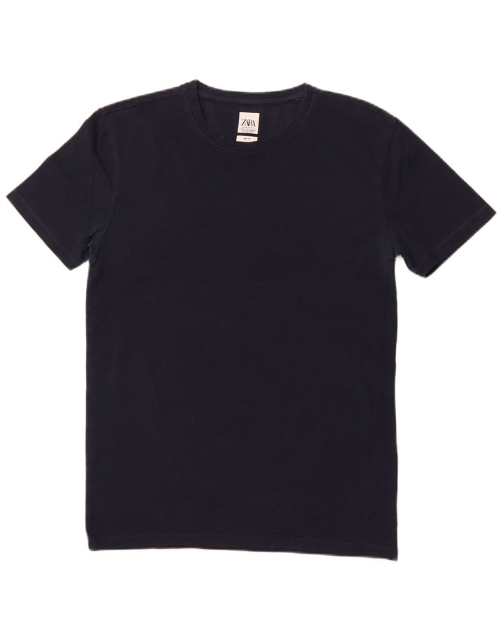 Zara Herre Slim Fit T-Shirt Top Stor Marineblå