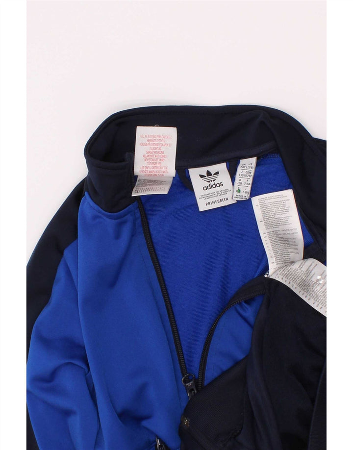 Adidas Boys Primegreen Tracksuit Topjakke 7-8 år Blå Colourblock