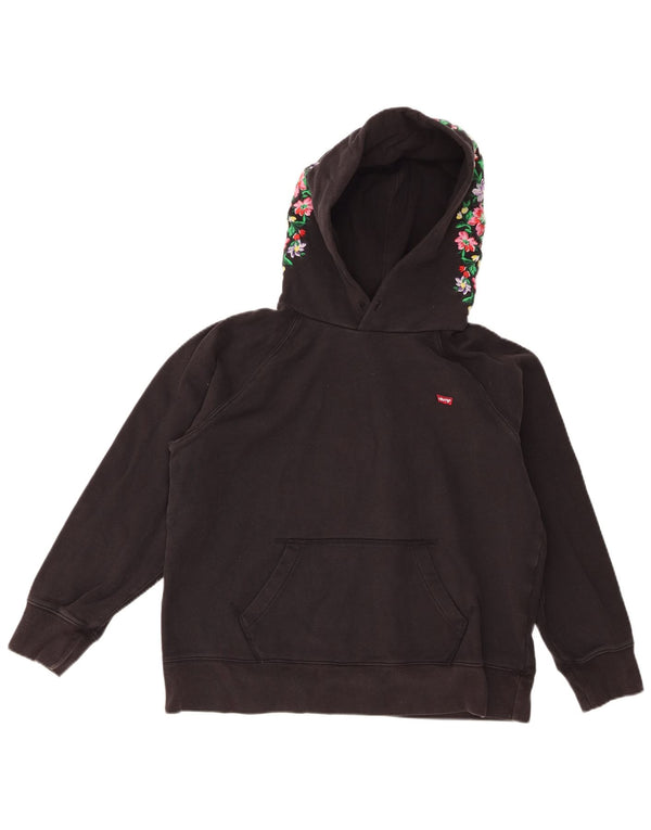 Levi's Dame hættetrøje Jumper UK 14 Medium Sort Blomsterbomuld