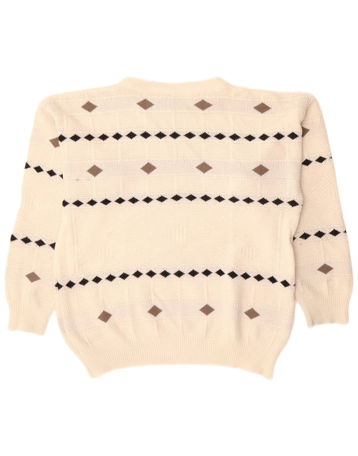 Vintage Herre Crew Neck sweater XL Hvid Argyle/Diamond