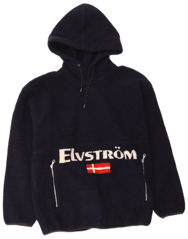 Elvstrom Herre Fleece Grafisk Hoodie Jumper Stor Marineblå Akryl