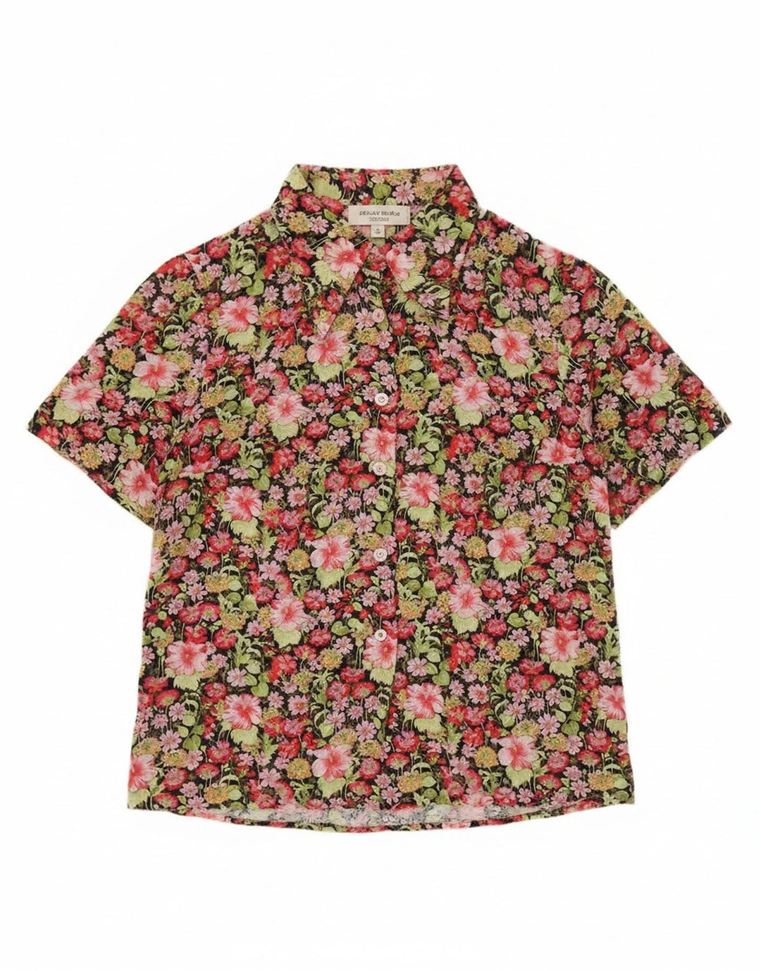 Vintage kvinders kortærmet skjorte UK 12 Medium Multicolored Floral