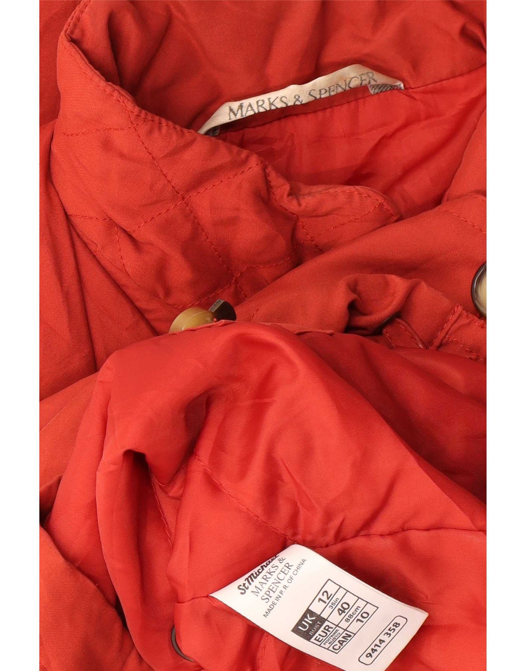 Marks & Spencer Dame Hætte Windbreaker Frakke UK 12 Medium Orange