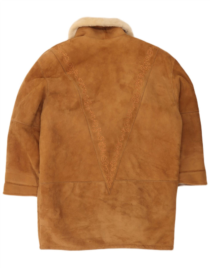Vintage Dame Oversized Shearling Coat IT 44 Medium Brown Shearling