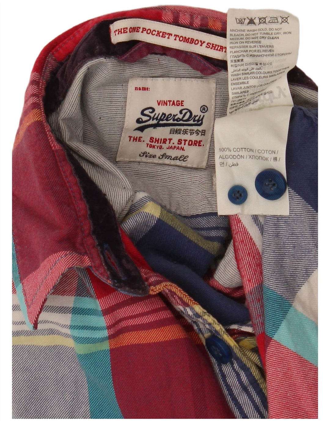 Superdry Flannelskjorte til kvinder UK 10 Lille flerfarvet ternet bomuld