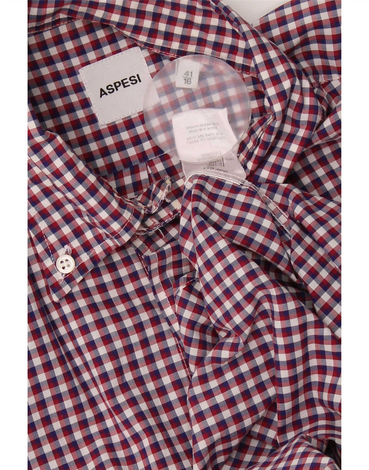 Aspesi Herre skjorte str. 41 16 Large Red Gingham Cotton