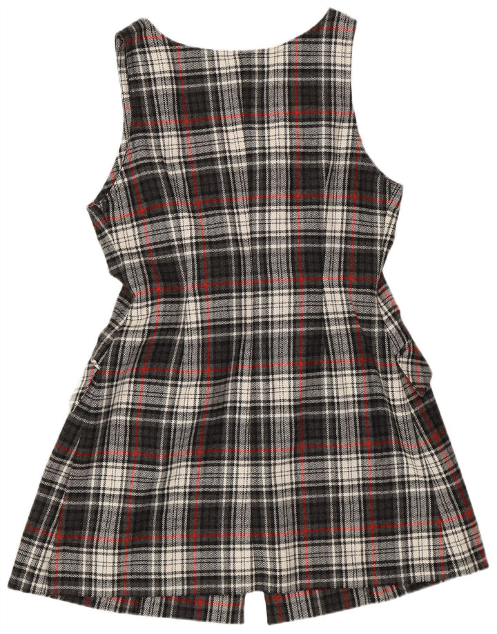 Vintage Kvinder Regular Fit Pinafore Dress IT 42 Medium Grey Plaid Retro