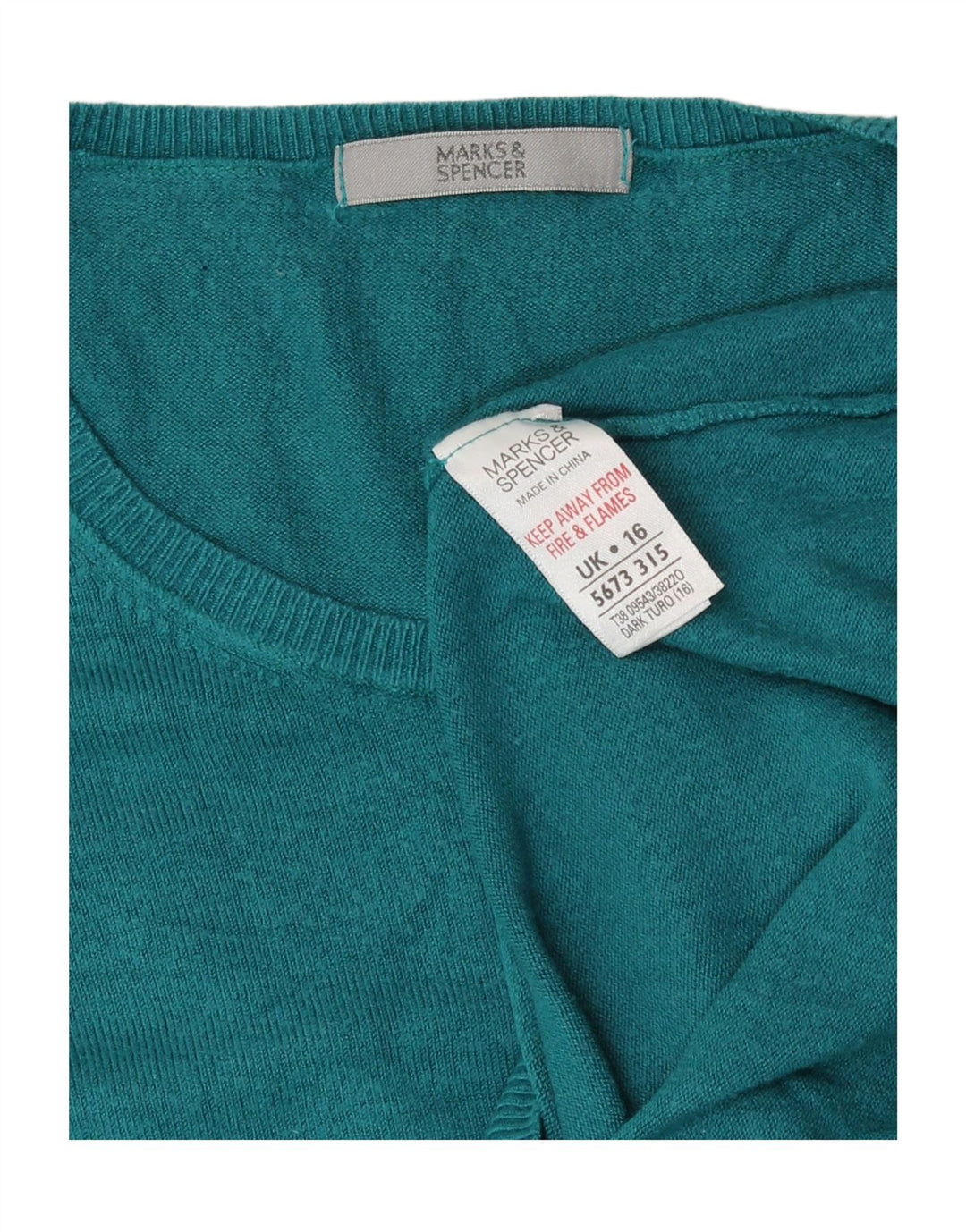 Marks & Spencer Dame Boat Neck Jumper Sweater UK 16 Stor turkis