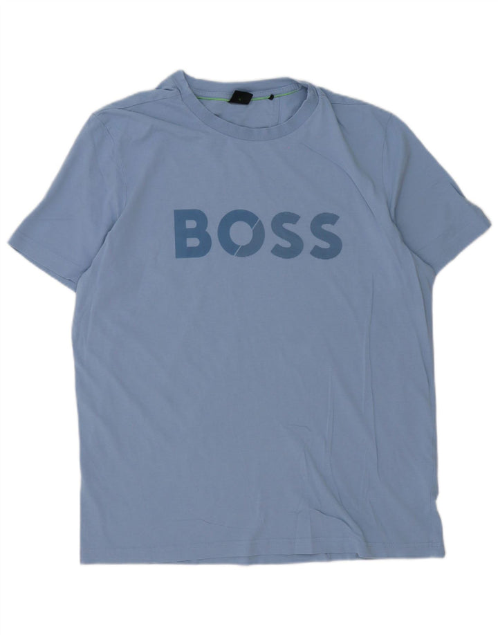 Hugo Boss Herre Grafisk T-Shirt Top XL Blå Bomuld