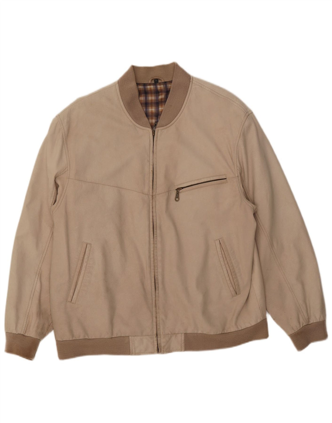 WESTBURY Herre Læderjakke UK 38 Medium Beige Læder