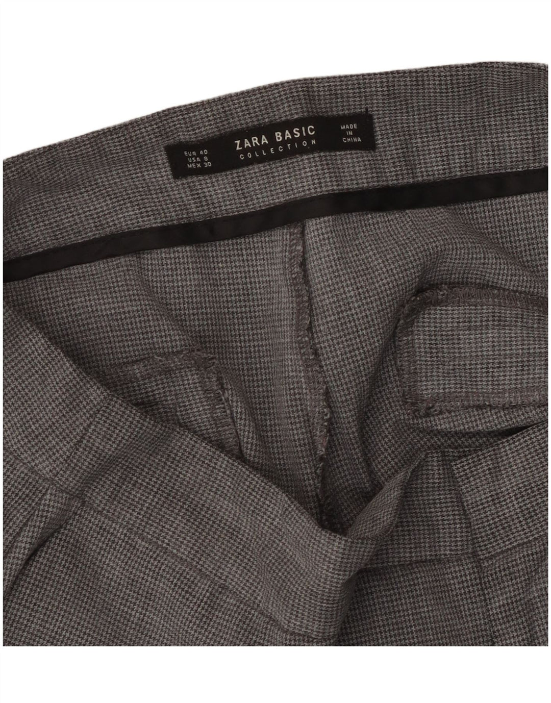 Zara Lige Chinobukser til kvinder EU 40 Medium W30 L27 Grå Houndstooth