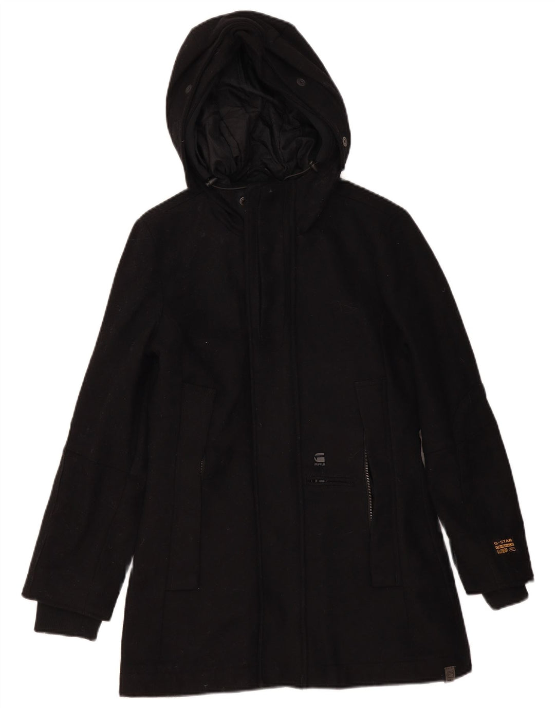 G-STAR Dame Hooded Parka Jacket UK 10 Small Black Wool