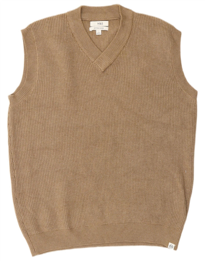 Marks & Spencer Herrevest Tank Top Stor Beige Polyester