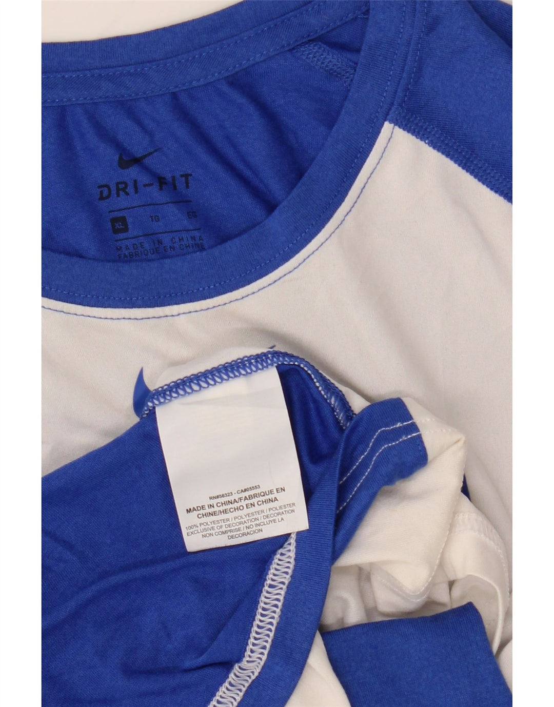 NIKE Dame Dri Fit grafisk top 3/4 ærmer UK 18 XL Hvid Colourblock