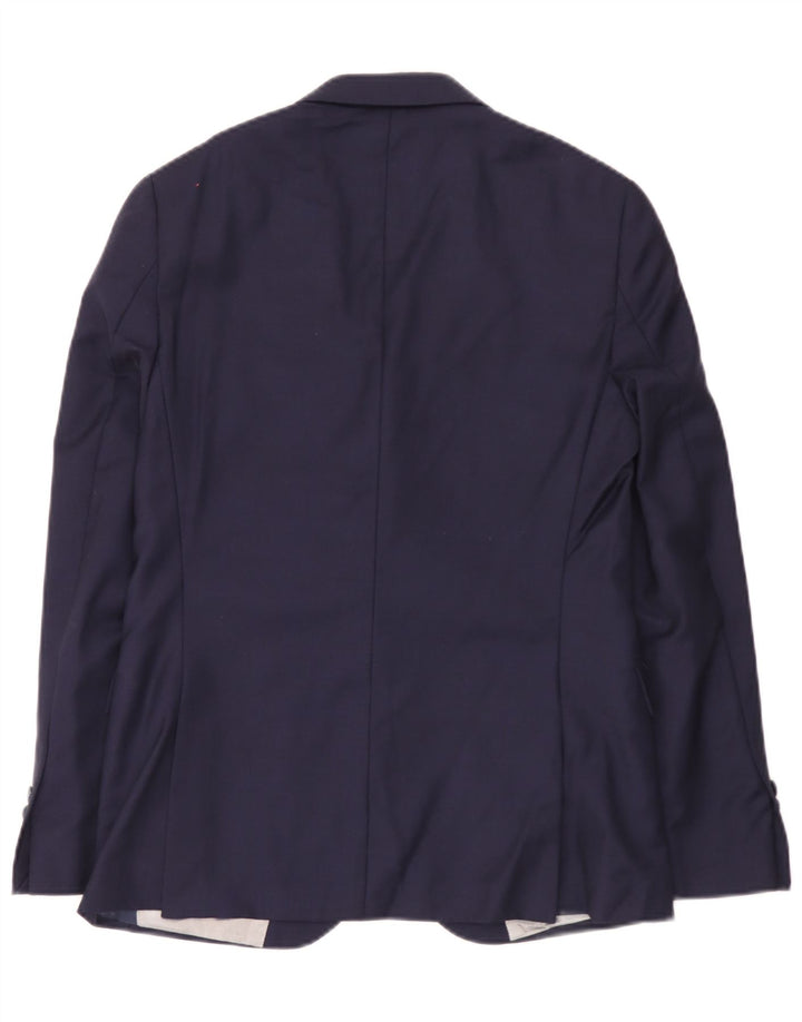 Dkny Herre 2 Button Slim Fit Blazer Jacket UK 38 Medium Navy Blue Wool