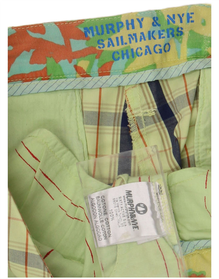 Murphy & Nye Chino Shorts til mænd W34 Large grøn ternet bomuld