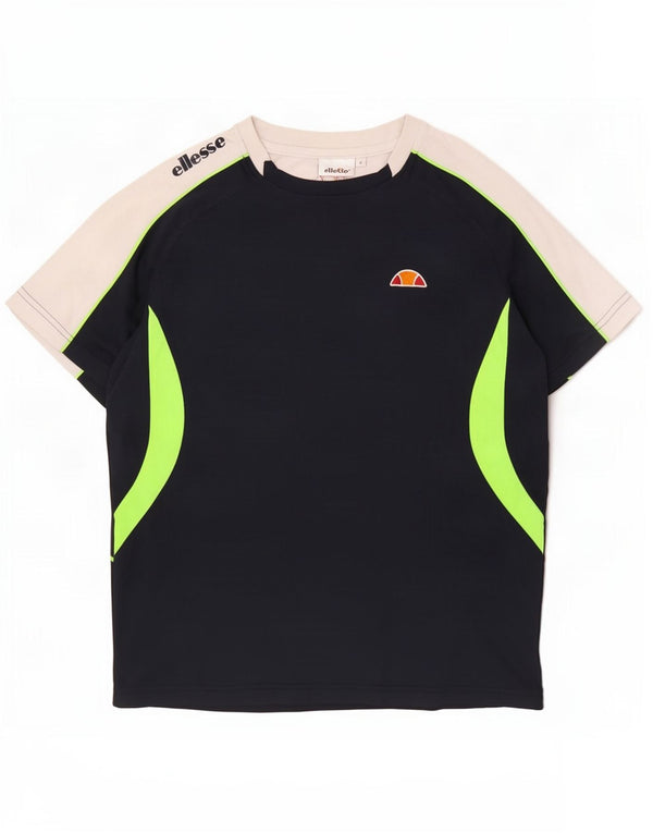 Ellesse Herre Grafisk T-Shirt Top Small Navy Blue Colourblock Polyester