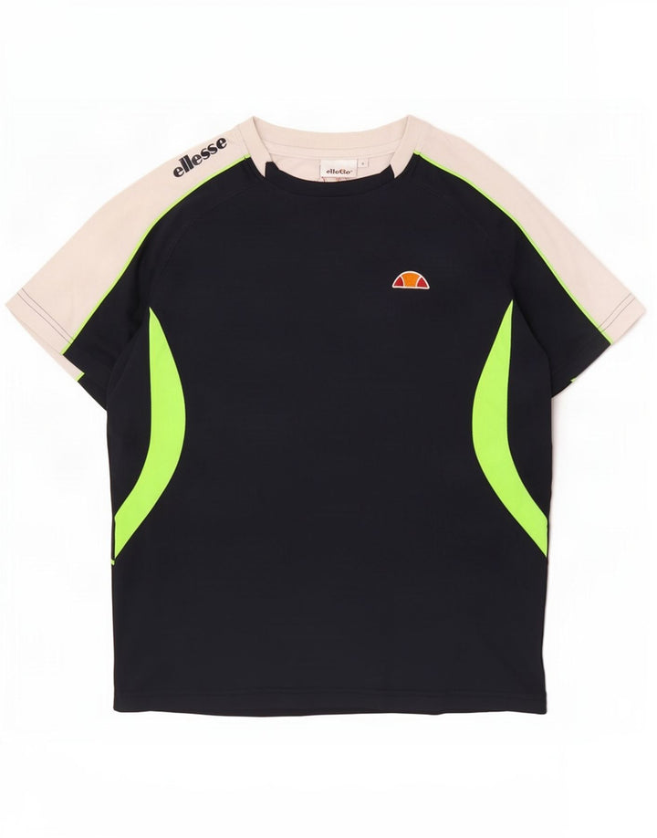Ellesse Herre Grafisk T-Shirt Top Small Navy Blue Colourblock Polyester