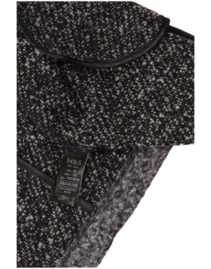 Marks & Spencer Åben overfrakke til kvinder UK 8 Small Navy Blue Flecked Polyester
