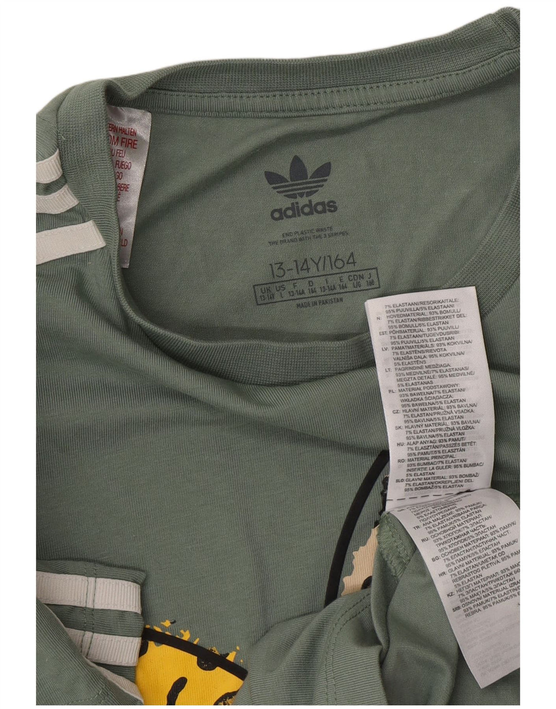 ADIDAS Piger Grafisk T-Shirt Kjole 13-14 År Khaki Bomuld