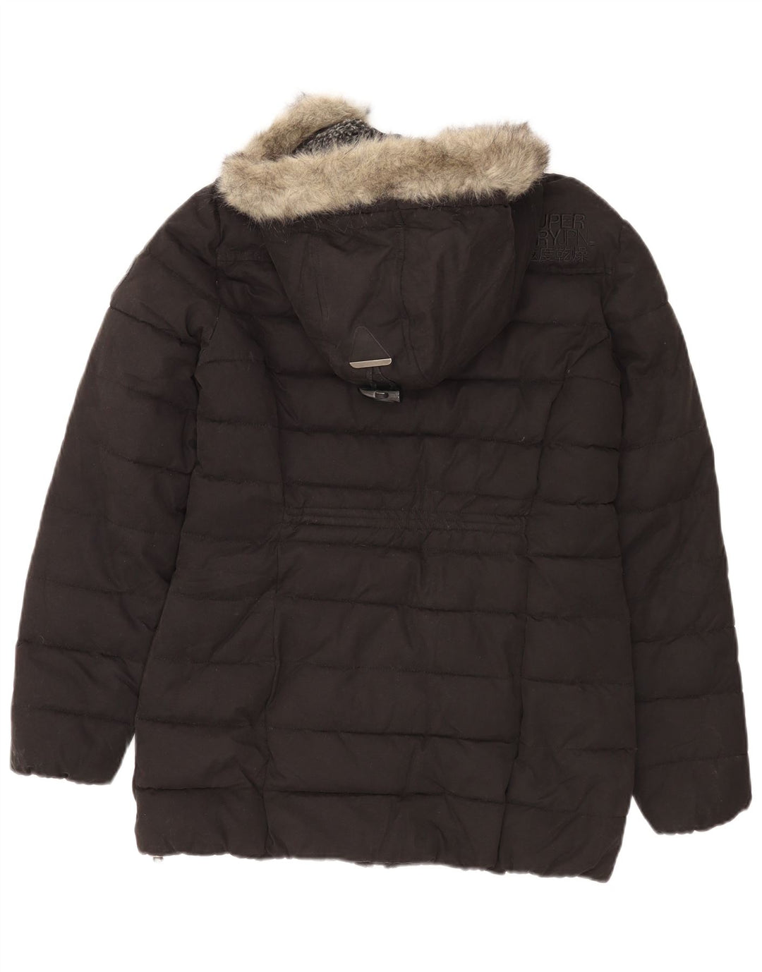 Superdry Polstret hættejakke til kvinder UK 14 Stor sort polyester