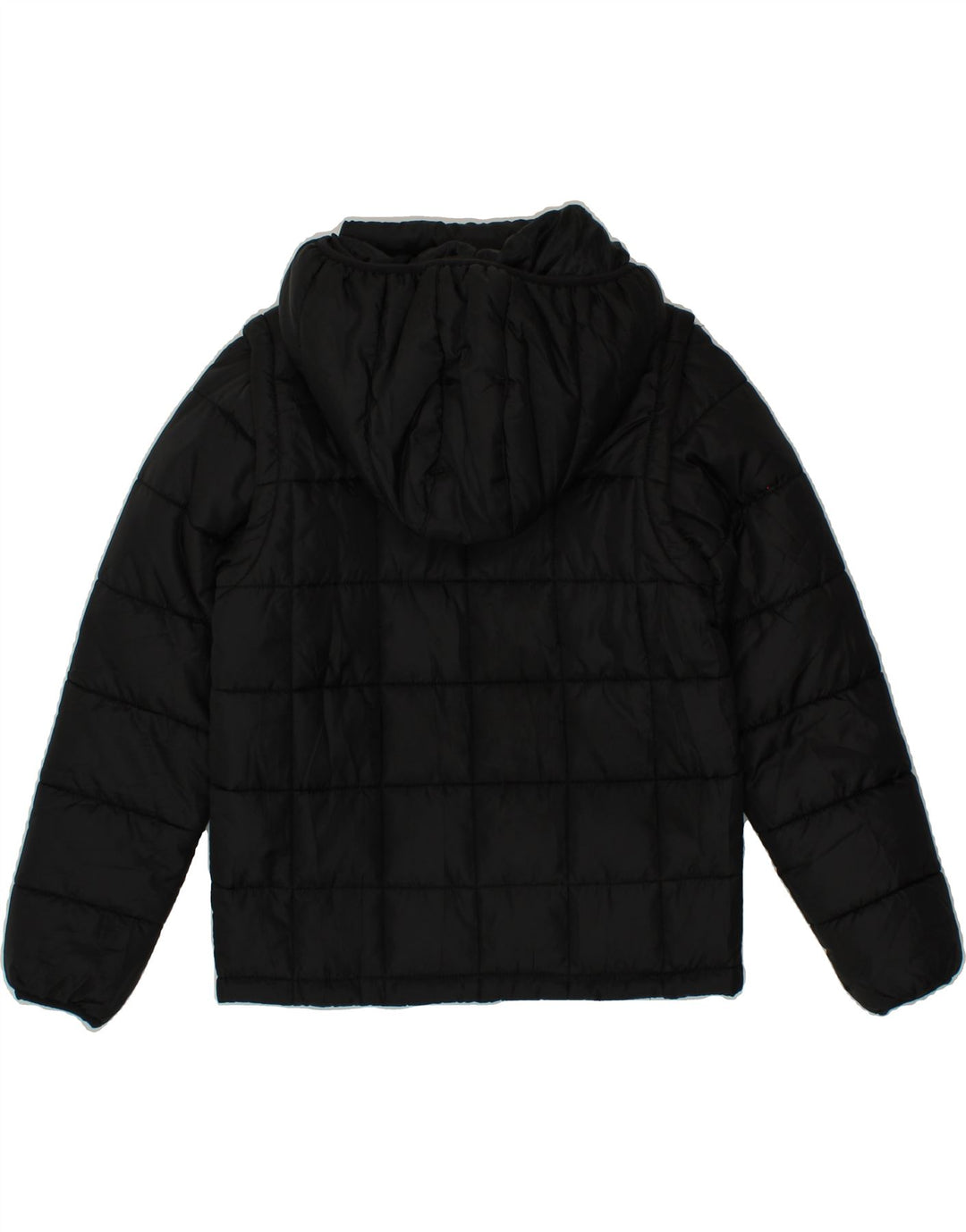 KAPPA Boys Hooded Padded Jacket 11-12 Years Black Polyester Vintage Kappa and Second-Hand Kappa from Messina Hembry 