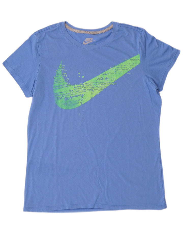 Nike Dame Slim Fit Grafisk T-Shirt Top UK 18 XL Blå