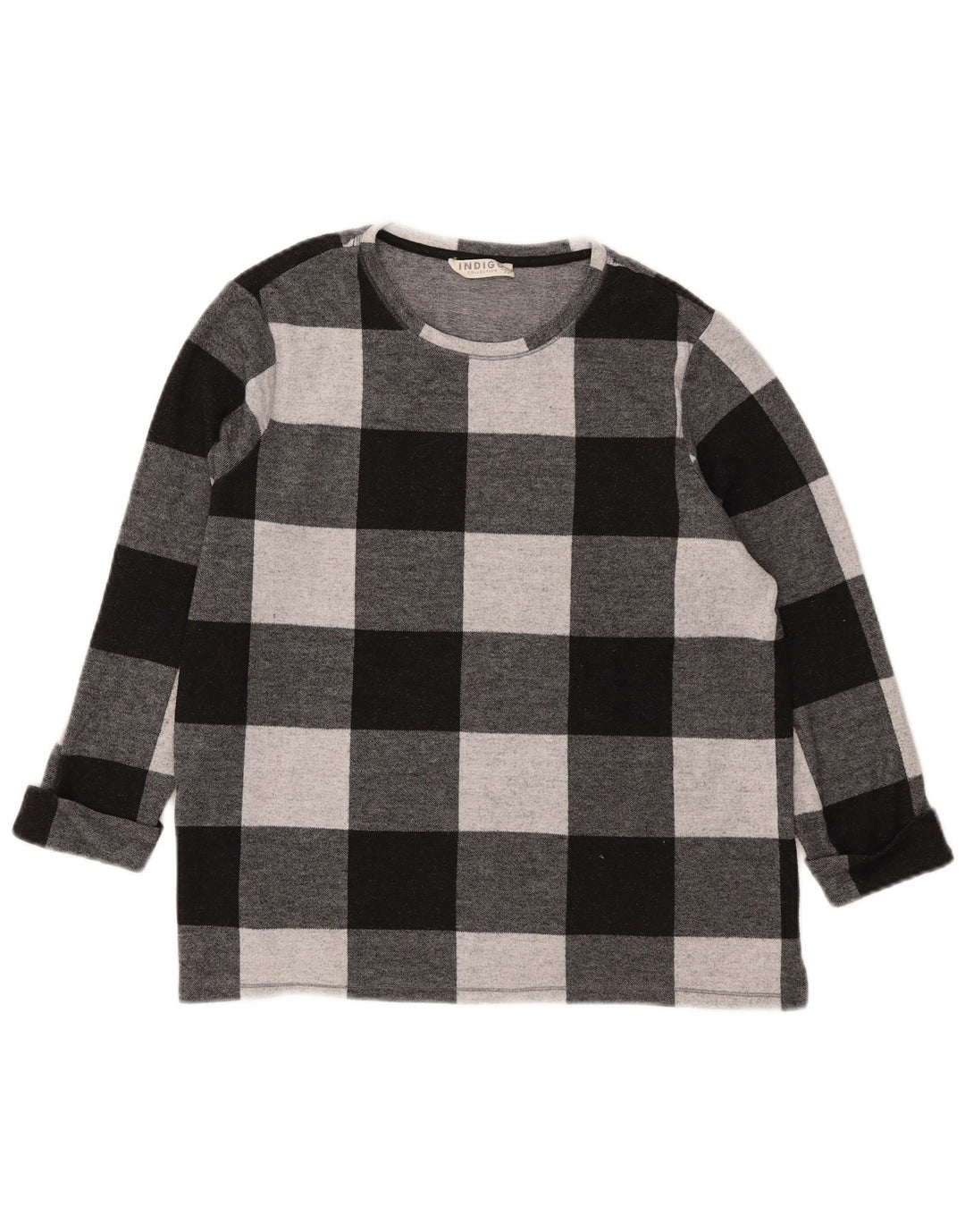 Marks & Spencer Dame Top 3/4 ærmer UK 18 XL Sort Gingham Polyester