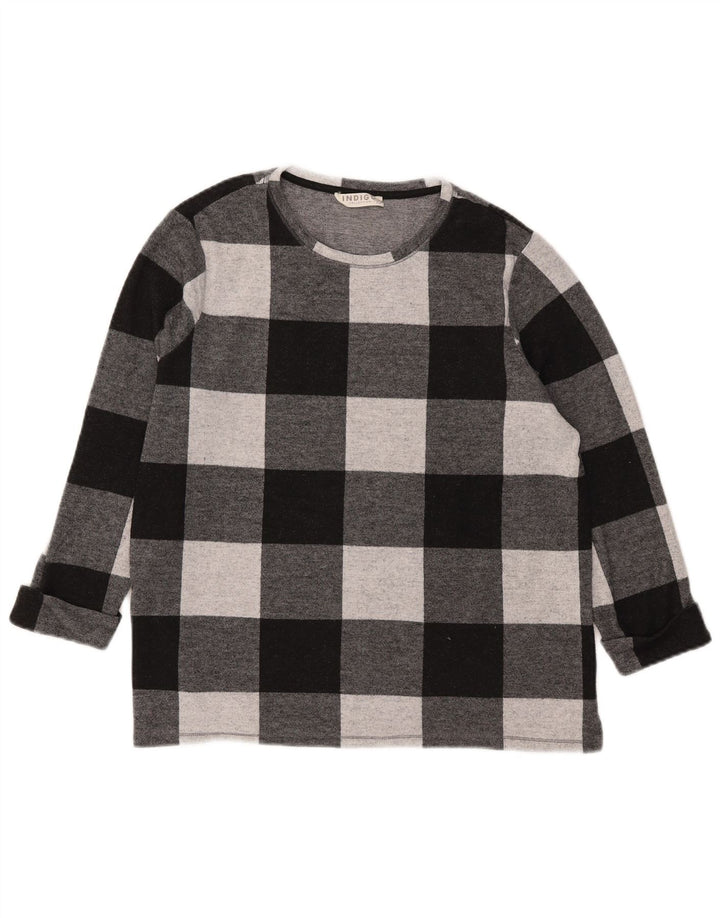 Marks & Spencer Dame Top 3/4 ærmer UK 18 XL Sort Gingham Polyester