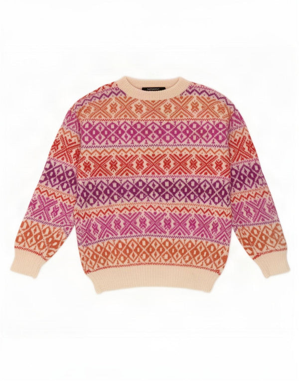 Vintage herre rund hals sweater lille flerfarvet Fair Isle
