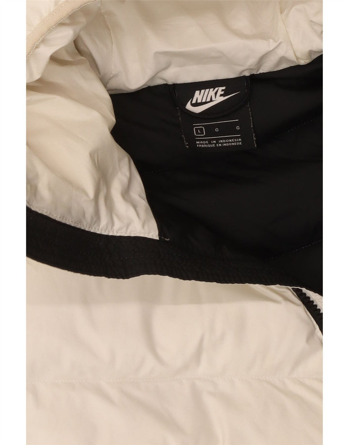 Nike Polstret jakke med hætte til mænd UK 40 Stor sort farveblok