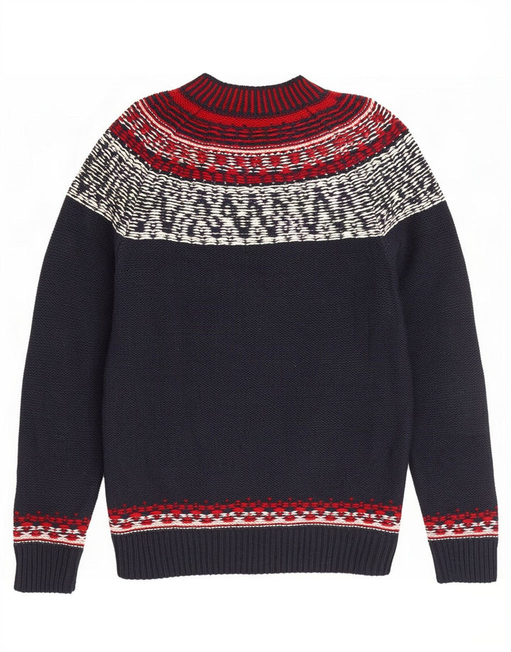 Gap Herre Turtle Neck Jumper Sweater Small Navy Blue Fair Isle Bomuld