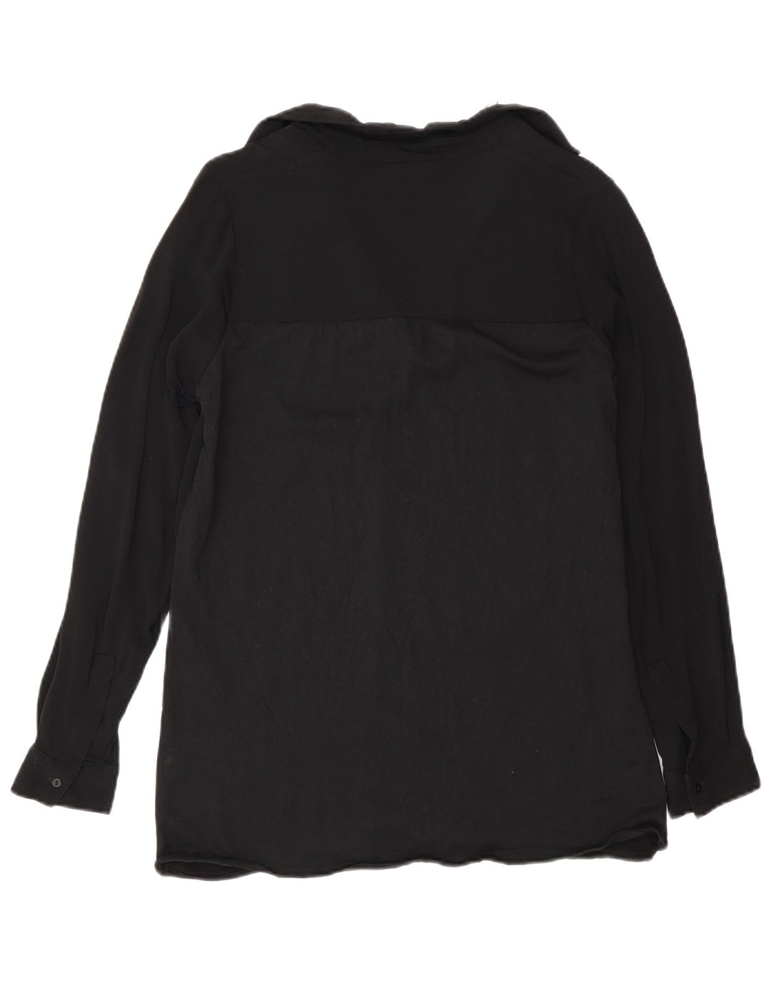 Massimo Dutti Dame Langærmet Bluse Top UK 10 Small Black Viscose