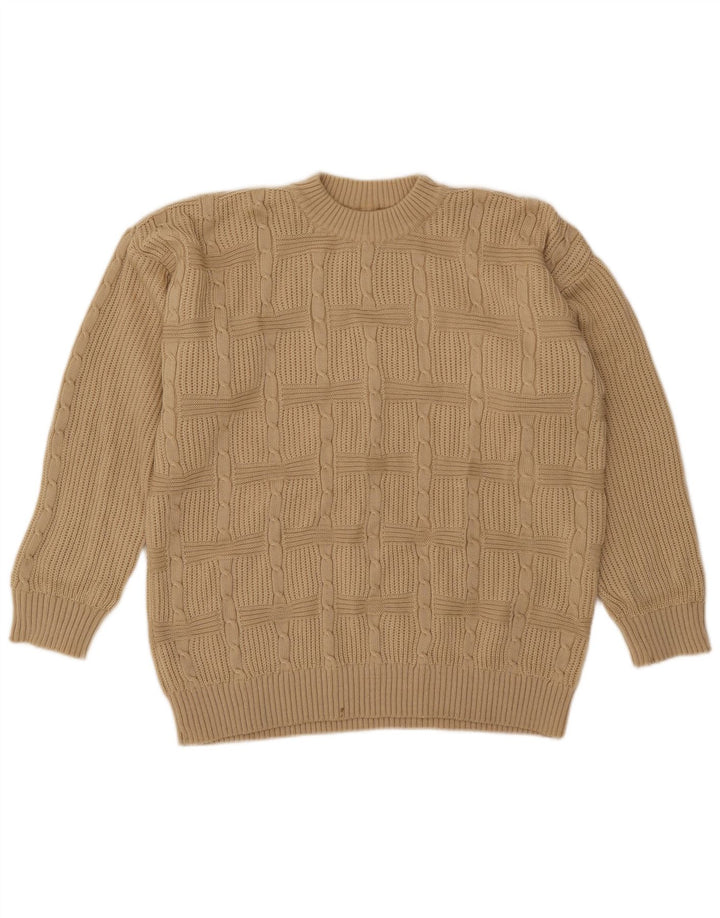 Vintage Herre Crew Neck Jumper Sweater IT 50 Medium Beige Akryl