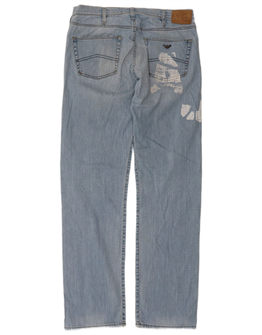 Armani Herre Graphic Straight Jeans W36 L33 Blå Bomuld