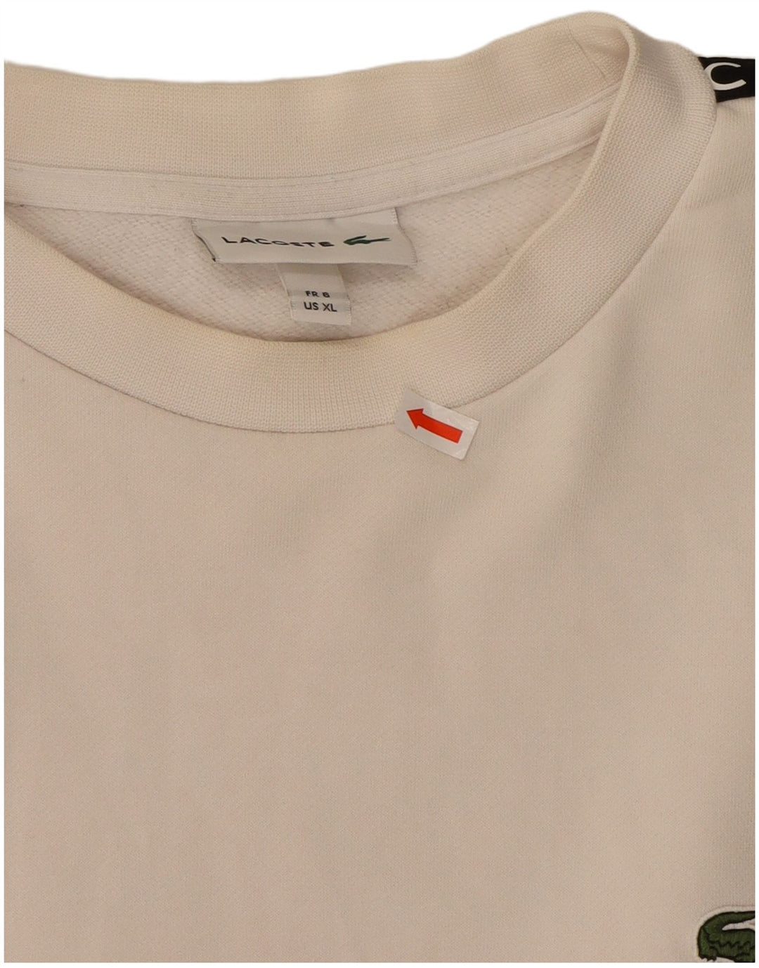 LACOSTE Mens Graphic Sweatshirt Jumper Size 6 XL Off White Colourblock