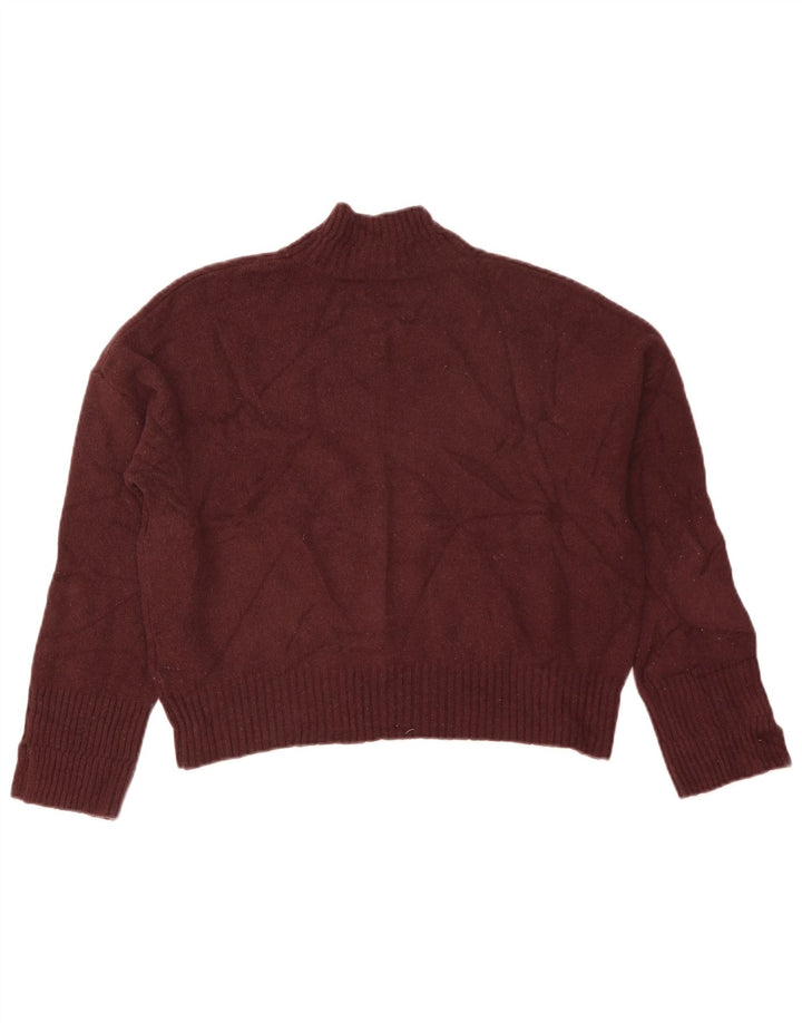 Whistles Womens Crop Turtle Neck Jumper Sweater UK 14 Medium Maroon Wool